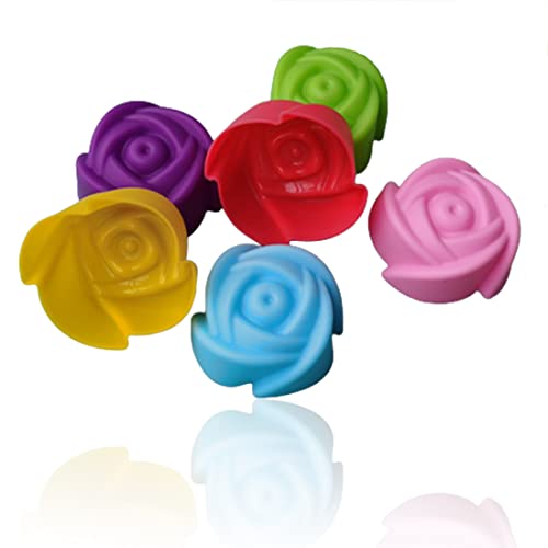 XPEX 6PCS Kleine Silikon-Muffinformen, Backformen, Kinder, Silikon Muffinförmchen Zubehör für die Süßigkeitenherstellung,Rose mini gugelhupfform