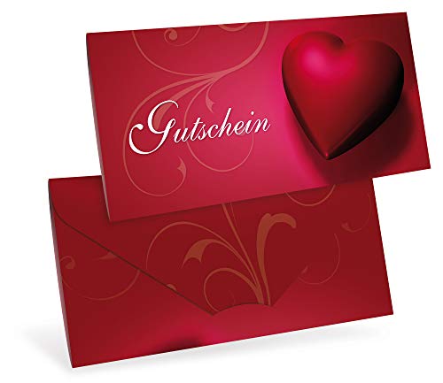 Premium Gutscheinkarten (10 Stück) für Einzelhandel, Valentinstag, Kunden - verschließbare Faltkarte, DIN lang