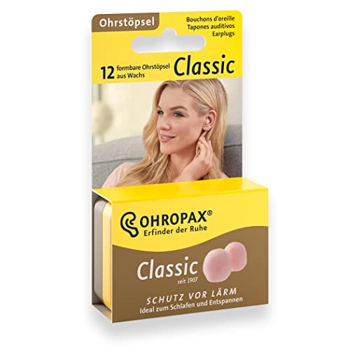 OHROPAX - Classic - Ohrstöpsel - 1x 12 Stück - Vor-Ohr-Stöpsel zum Schutz vor Lärm - Wachsohrstöpsel zum Entspannen und Schlafen und als Schutz vor Nässe und Wind