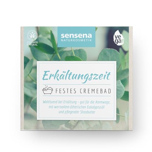 Sensena Festes Cremebad "Erkältungszeit", Badezusatz Erkältungsbad mit Sheabutter & wertvollen Ölen, ideal bei Schnupfnasen und Erkältung, Zero Waste, Vegan, Naturkosmetik für gepflegte Haut