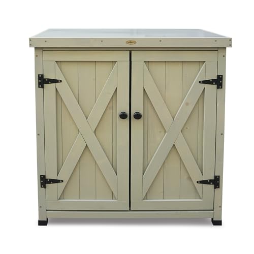 Habau 3093 Gartenschrank Laura mit integriertem Pflanztisch, grau, 80 x 45 x 92 cm