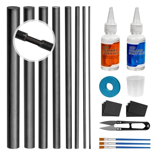 THKFISH Angelrute Reparatur Kit mit Kohlefaser Sticks Rod Tips Reparatur Kit Rod Eyelet Ersatz Kit Rutenring Rod Tips