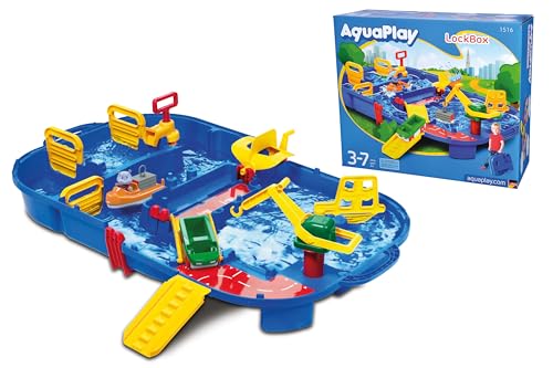 Aquaplay 8700001516 - Wasserbahn Set "Schleusenbox", 27-teilig