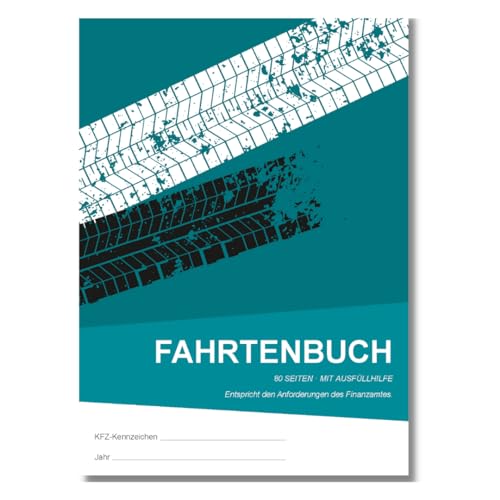 Fahrtenbuch DIN A5 | Finanzamtkonform für PKW | 80 Seiten mit Ausfüllhilfe | Fahrtenbücher 1er, 2er, 3er, 5er oder 10er Pack | zur Dokumentation geschäftlicher und privater Fahrten (1 Stück)