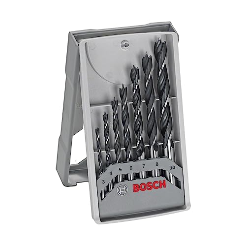 Bosch Professional Holzspiralbohrer-Set (für Weich- und Hartholz, Zubehör Bohrschrauber und Bohrständer) - Ø 3-10 mm, 7 tlg.