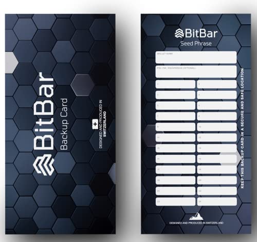 BitBarSwiss Backup Card + Security Bag, Polymer, Crypto 24 Seed Phrase Storage, Secure Recovery, Cryptocurrency, Trust Wallet - MetaMask - Ledger Nano - Trezor and Many More