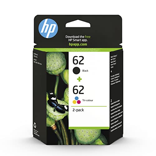 HP 62 (N9J71AE) Multipack Original Druckerpatronenfür HP ENVY 55xx, 56xx, 7640 und HP OfficeJet 200, 250, 57xx , 1xSchwarz, 1xFarbe ( 2 Stück) 1er Pack