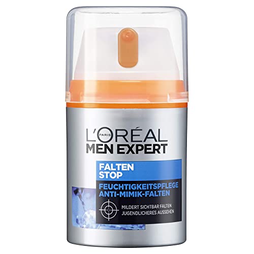 L'Oréal Men Expert Gesichtspflege gegen Falten, Anti-Aging Feuchtigkeitscreme für Männer, Sofortiger Anti-Augenringe- und Anti-Falten-Effekt, Falten Stop, 1 x 50ml