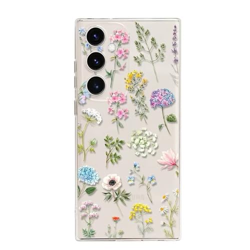 Rnrieyta Miagon Kreativ Blume Hülle für Samsung Galaxy S21,Schmetterling Blätter Blumen Flower Serie Schutzhülle Transparentes Weich TPU Cover Dünne Kratzfeste Silikon Gel