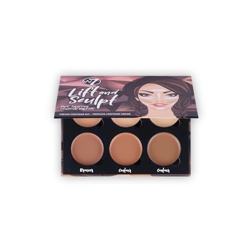 W7 Lift & Sculpt Creme Contour Set – Make-up Palette zum Abdecken, Highlighten und Konturieren – Schritt-für-Schritt-Anleitung enthalten