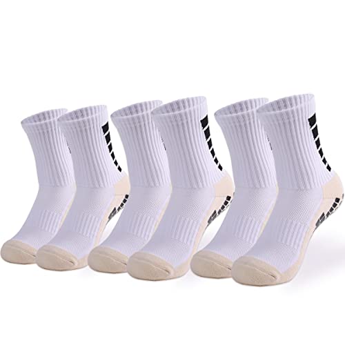 Skexiod Fußballsocken Herren Damen 3 Paar SportSocken Stoppersocken Elastische Atmungsaktiv Sneaker Socken für Fußball,Tennis,Yoga,Basketball,Wandern,Marathons,OutdoorSport