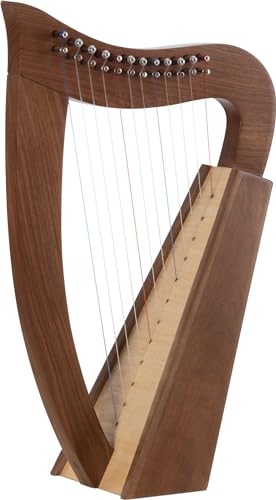 Classic Cantabile Keltische Harfe - Kompakte Celtic Harp aus Walnussholz - 12 Saiten - In C-Dur gestimmt - Inklusive Tasche und 2 Stimmschlüssel - Höhe: 51 cm