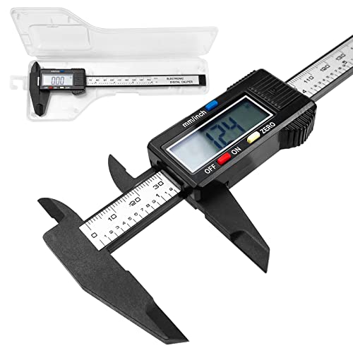 Fousenuk Messschieber, Schieblehre Präzision 150 mm/6" Caliper Digital Kohlefaser mit Klarem Lcd und Backup Batterie, Meßschieber für Außendurchmesser, Innendurchmesser und Tiefe zu Messen