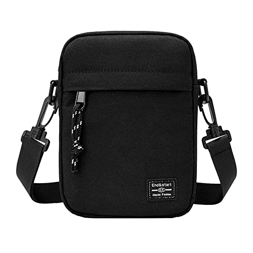 Handy Umhängetasche Herren Schwarz, Herrentasche zum Umhängen Klein, Wasserdichte Reißverschluss Handy Schultertasche Herren Handytasche mit Schulterriemen Handy Brieftasche Geldbörse Handtasche