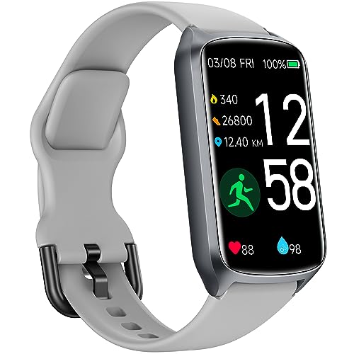 Fitness Tracker Fitnessuhr Damen Herren, bis zu 7 Tage Akkulaufzeit, 20+ Trainningsmodi, SpO2 Tracking, Schlafüberwachung, Herzfrequenzmessung, Schrittzähler, 5ATM Wasserdicht Aktivitätstracker