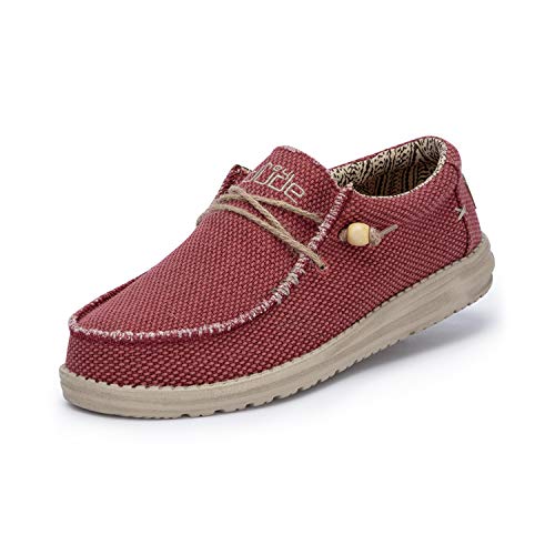 Hey Dude Wally Braided - Herren Schuhe - Pompeian Red - Komfort und Leichtigkeit - Ergonomische Memory-Foam-Sohle - Hausschuhe Herren - Design Italien und Kalifornien Größe EU 46