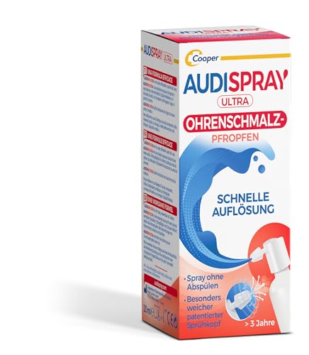 AUDISPRAY Ultra - Behandlung von Ohrenschmalzpfropfen - Schnelle Auflösung von Ohrenschmalzpfropfen - Ohr - Spray 20 ml