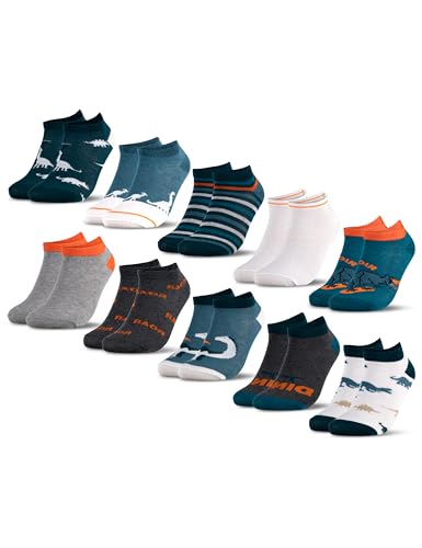 Occulto Jungen & Mädchen Motiv Sneaker Socken 10er Pack (Modell: Motivo) Dinosaurier 23-26