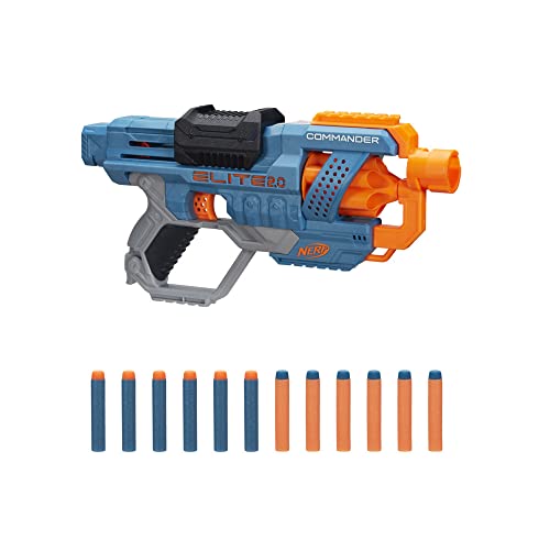 Nerf Elite 2.0 Commander RD-6 Dart-Blaster, 12 Nerf Elite Darts, 6-Dart Rotationstrommel, Blaster-Spielzeug für draußen, für Kinder ab 8