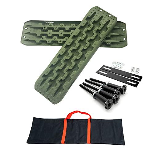 CStern Recovery Board Offroad Tracks Traction Mats Traktionsband Traktionsmatte Gripmatte Anfahrhilfe Schlamm Sand Schnee Sandbleche Reifenleiter 2 Stücke Grün für Geländewagen Wohnmobil PKW LKW