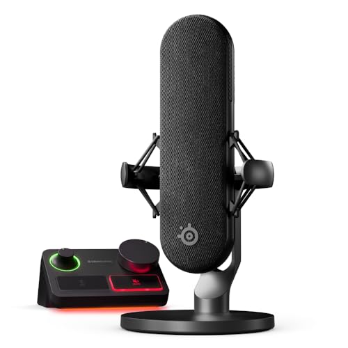 SteelSeries Alias Pro Kit – XLR-Mikrofon + Stream-Mixer – 3 Mal größere Kapsel fürs Gaming, Streaming und Podcasting – USB/XLR-Schnittstelle – Benutzerdefinierte Steuerung – RGB – Einzel- oder Dual-PC