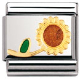 Nomination Composable Classic Nature Edelstahl, Email und 18K-Gold (Sonnenblume mit Stiel) 030214