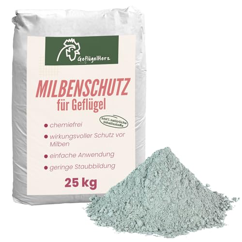 Petigi GeflügelHerz 100% natürlicher Milbenschutz 25kg Staubbad für Hühner Pulver gegen Milben Sandbad Trockenbad Milben-Puder Milbenmittel