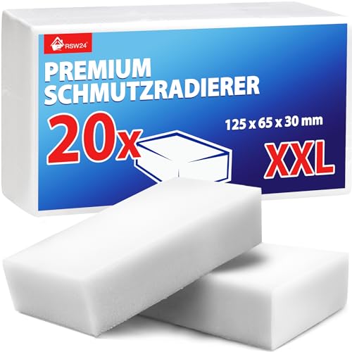 RSW24 20x XXL Schmutzradierer Schwamm | PREMIUM Radierschwamm - 125x65x30mm - Schmutz mit dem Wunderschwamm wegradieren, der ideale Reinigungsschwamm