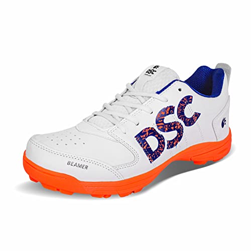 DSC Beamer Cricket Shoes | Fluro Orange/White | for Boys and Men | Light Weight | Durable | 6 UK, 7 US, 40 EU