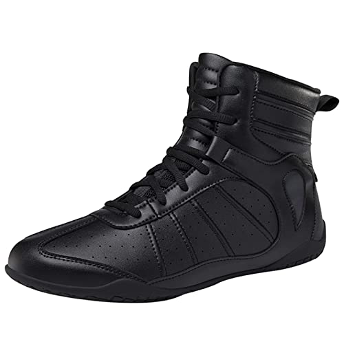 DAMANDO Frauen Boxen Stiefel, Bodybuilding Turnschuhe Für Weibliche Atmungsaktive Wrestling Stiefel Bequeme Mode Wrestling Schuhe,Schwarz,35 EU