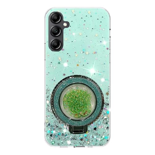 Rnrieyta Miagon Treibsand Ständer Hülle Glitzer für Samsung Galaxy S23,Cute Dünn Crystal Schutzhülle Weiches Bling Transparent Case Bumper mit Flüssig Halter Kickständer