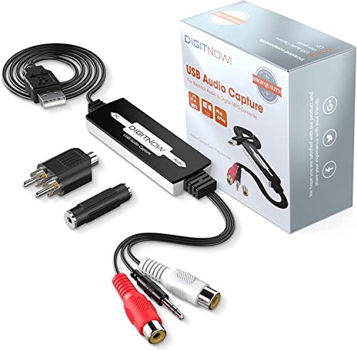 DIGITNOW! USB 2.0 Audio Grabber Converter for Vinyl Cassette to Digital MP3 Converter Support for Mac and Windows 10/8.1/8/7 / Vista/XP