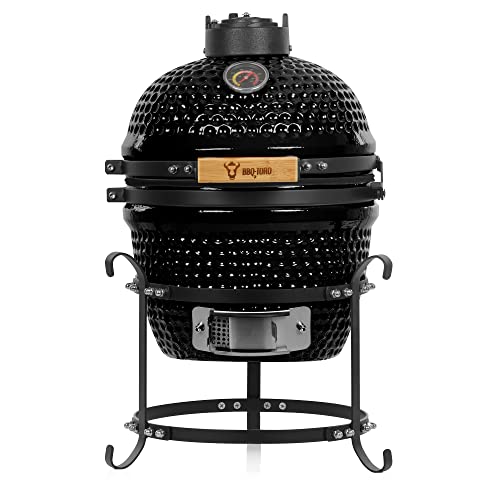 BBQ-Toro Kamado Grill Holzkohlegrill Haiiro Ø 32 cm mit Thermometer, Holzgriff | Schwarz | Kamado Keramikgrill, Mini Holzkohlegrill, Mini Kamado Grill, Keramik Grill, Kamado BBQ, Ceramic Grill