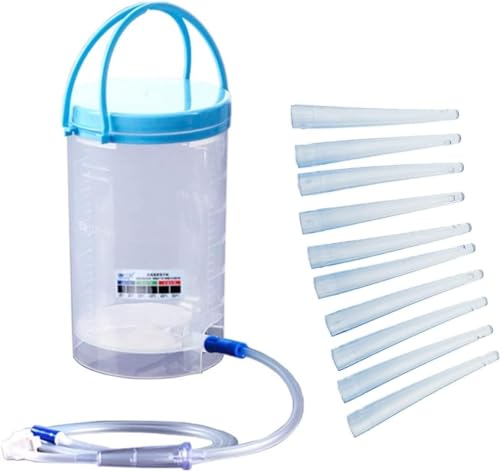 Komplett Einlauf zur Darmreinigung Set，MTSXDYT 1200ML Klistiere-Eimer-Kit, Inklusive 10er Pack Darmrohr，Wiederverwendbarer Irrigator Set zur Hygienischen Darmreinigung ，BPA-Frei (10cm Darmrohr)