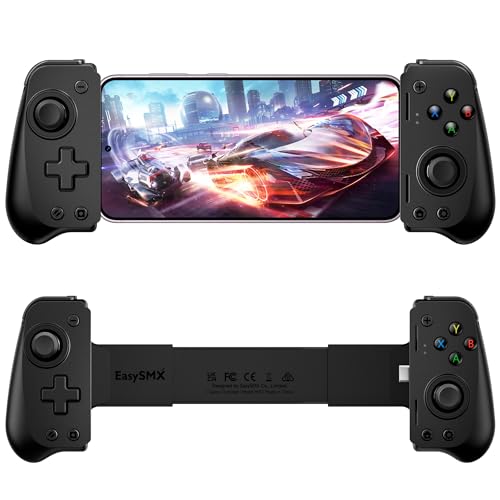 EasySMX M10 Handy Controller für Android 9.0+, Controller für Smartphone mit Typ C Anschluss, Smartphone Controller mit Hall Effect Joysticks/Hall Trigger, Passthrough Aufladung, geringe Latenz