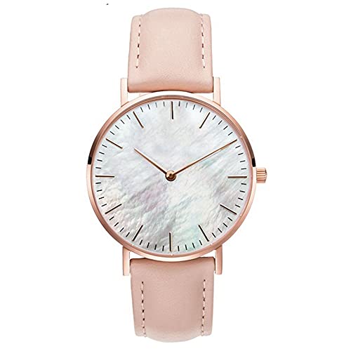 Clastyle Damen Uhr Minimalistisch Ultradünne Armbanduhr für Damen Rosa Mode mit Lederarmband Uhr Geschenk