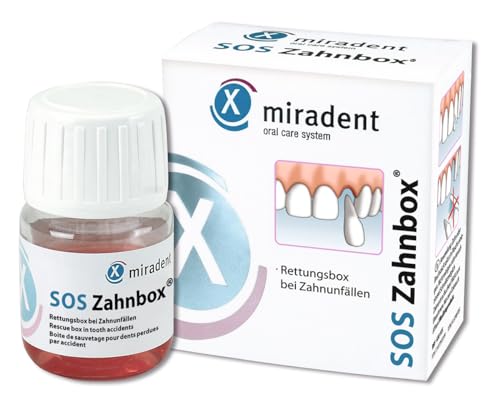 Miradent SOS Zahnbox® | Zahnrettungsbox für ausgeschlagene Zähne & Frontzahntrauma | Nährlösung erhält Zellen für eine Replantation & Einheilung des verlorenen Zahns | Aufbewahrung bis zu 48h