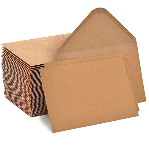 Willingood Briefumschläge, 100 Stück, 130 g/m, Kraftpapier-Umschläge DIN C6, 11,4 x 16,2 cm, Naturklebeumschläge für Grußkarten und Einladungen