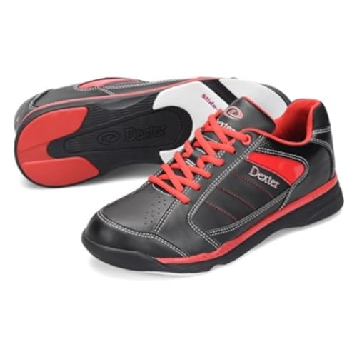 EMAX | Bowlingschuhe - Dexter Ricky IV | Bowling-Schuhe Damen Herren Kinder | Schuhe zum Bowlen mit Gleitsohle | (Black/Red, EU Schuhgrößensystem, Erwachsene, Herren, Numerisch, M, 40)