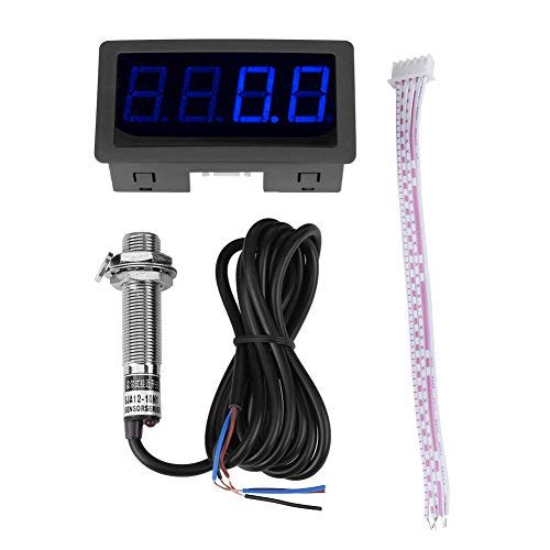 Akozon Digitale Geschwindigkeitsanzeige Tachometer Tacho Drehzahl 4 stelliger Tachometer Drehzahlmesser + Näherungssensor NPN Hall Effekt Induktiv LED-Panels digital Modul indoor für Auto LED anzeige