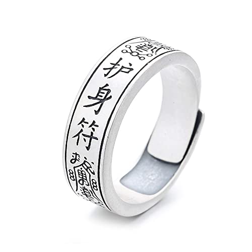 Chinese Lucky Feng Shui Auspicious Ring ， Klassischer, schlichter Amulettring aus Sterlingsilber, chinesischer Glücksring aus Feng Shui, glückverheißender Schmuck, Geschenke for Männer und Frauen