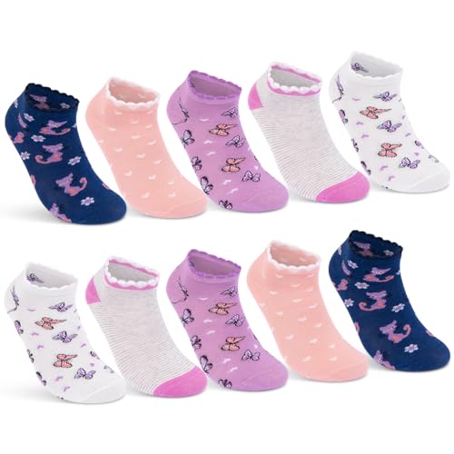 10 Paar Kinder Sneaker Socken Jungen & Mädchen Baumwolle Kindersocken 56269 (35-38)