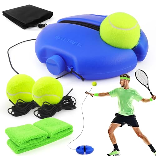 ELNLE Tennis Trainer Tennistrainer mit 2 Twistball Ersatzball mit Schnur Tennistraining Tennistrainer Gummiband für Draußen, im Garten Selbststudium Praxis Tennisball Training Tool