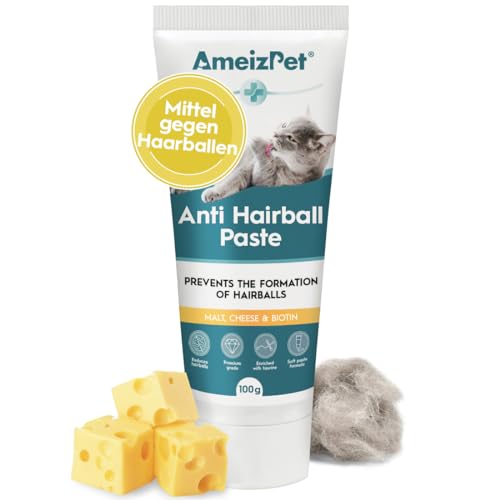 AmeizPet Malzpaste für Katzen Antihairball, Katzenpasten mit Malzextrakt - Katzenmalz Mittel Gegen Haarballen mit Taurin und Käse, 100g (3.52 Oz)