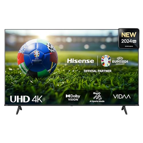 Hisense 55E6NT 139cm (55 Zoll) Fernseher, 4K UHD Smart TV, Precision Colour, HDR, Dolby Vision, 60Hz, Triple Tuner DVB-C/S/S2/T/T2, WiFi, HDMI 2.1, Bluetooth, Alexa Built-in, Schwarz, [2024]