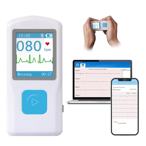 Tragbarer Ekg Gerät, Herzfrequenzmonitor mit LCD-Bildschirm und Speicher, FDA-geprüft, drahtlose Herzüberwachungsgeräte für den Heimgebrauch, kompatibel mit Smartphone und PC