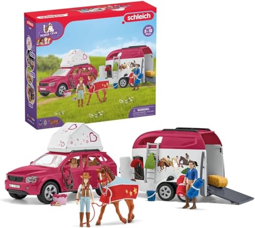 schleich 42535 HORSE CLUB Abenteuer mit Auto und Pferdeanhänger, 110 Teile Spielset mit schleich Pferde Figur, Hannah, ihrem Vater & viel Zubehör, Spielzeug für Kinder ab 5 Jahren