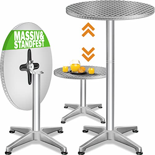 Casaria® 2in1 Stehtisch Klappbar Höhenverstellbar 70 cm / 115 cm Hoch Aluminium Rund Ø 60 cm Wetterfest Outdoor Garten Bistrotisch Biertisch Partytisch