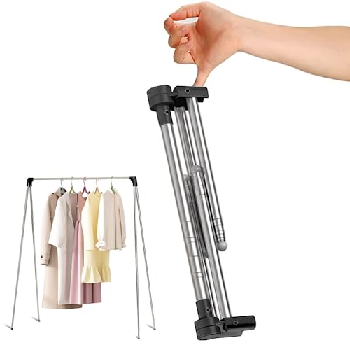 ANLEBUY Kleiderständer Klappbar Tragbarer, Ausziehbarer Kleiderstänge, Klein Verstellbarer Reise-Kleiderständer, Leicht Clothes Rack, für Reisen, Tanz, Camping, Wäsche, Wandern, Schwarz