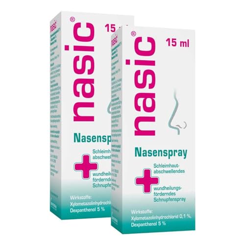 nasic Nasenspray mit dem Wirkplus | Abschwellendes & wundheilungsförderndes Schnupfenspray für Erwachsene & Schulkinder | Mit Xylometazolin & Dexpanthenol | Sparset mit 2 x 15 ml